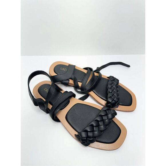 Crevo Bohemian Sandals Size 7.5 Black Leather Braided Strap Wraparound Closure - Picture 3 of 9
